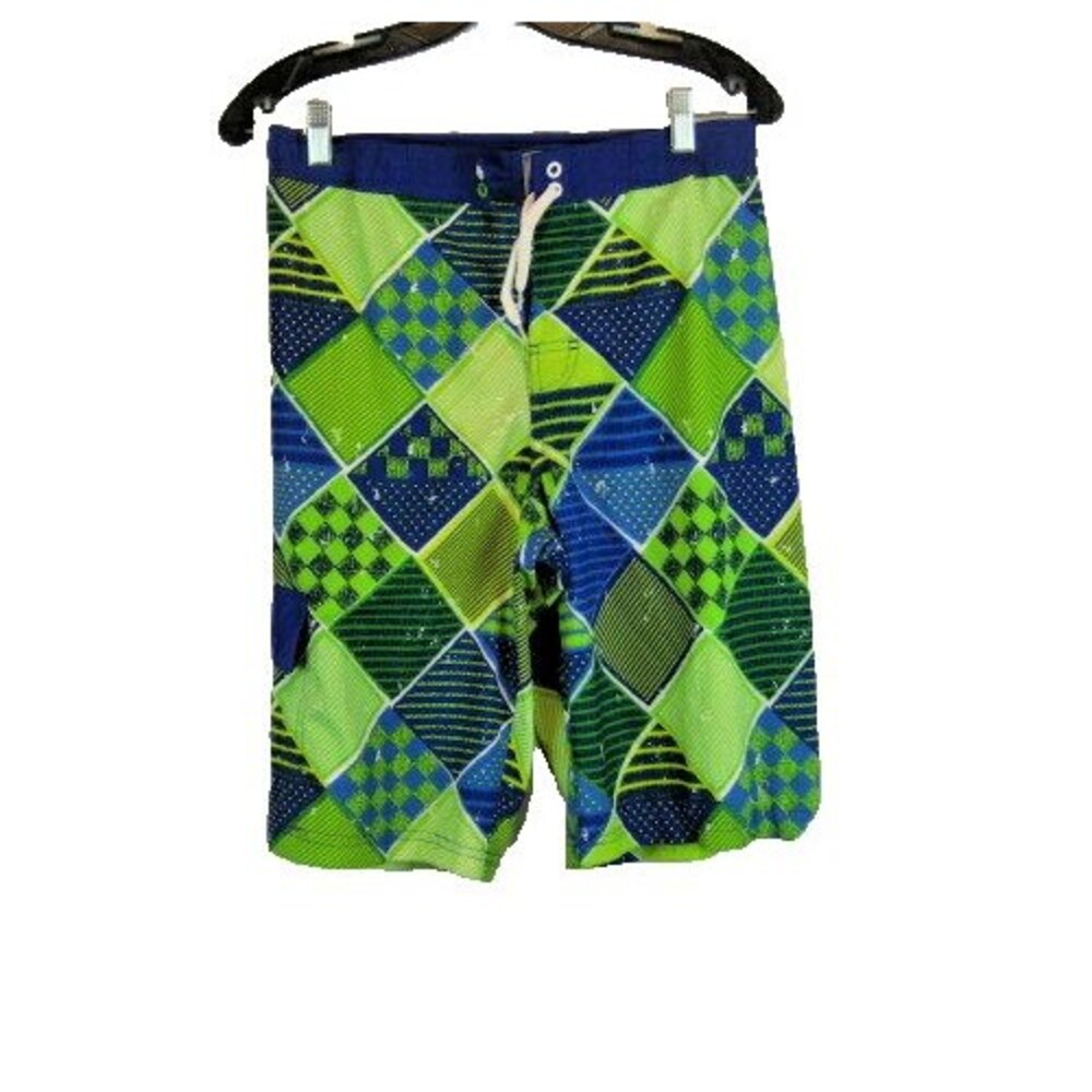 Youth Ocean Pacific Green/Blue Aloha Board Shorts sz YXXL(18)x12